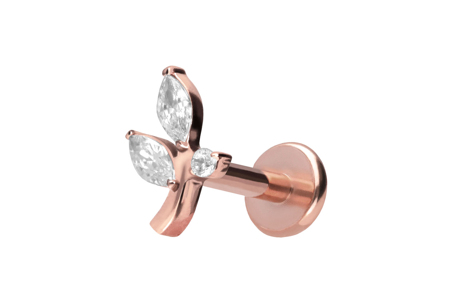 Titan Labret Piercing mit Innengewinde KRISTALLZWEIG